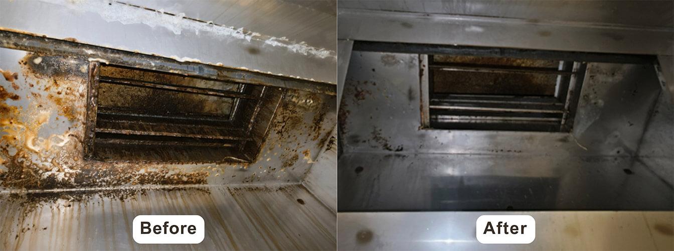 Cleaned internal extraction duct surfaces